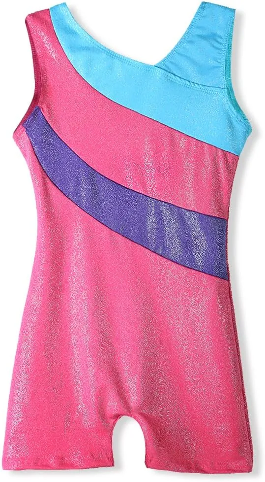 HOZIY Leotards for Girls Gymnastics Kids Children Biketard Snowflake Ribbon Blue Purple Hot Pink Sparkle