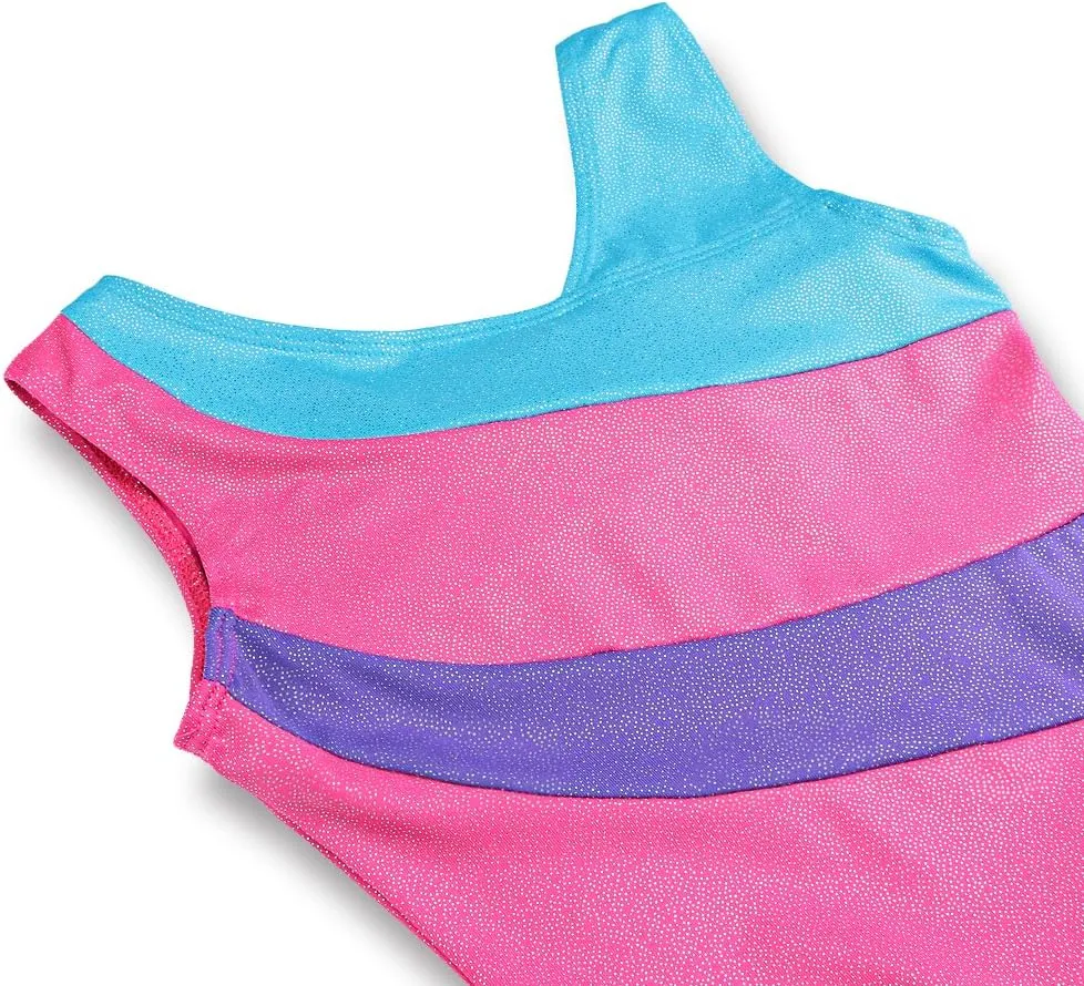 HOZIY Leotards for Girls Gymnastics Kids Children Biketard Snowflake Ribbon Blue Purple Hot Pink Sparkle