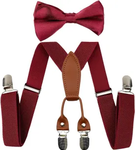 Kids Suspenders Adjustable Suspenders Set With Bow Ties for Boys and Girls