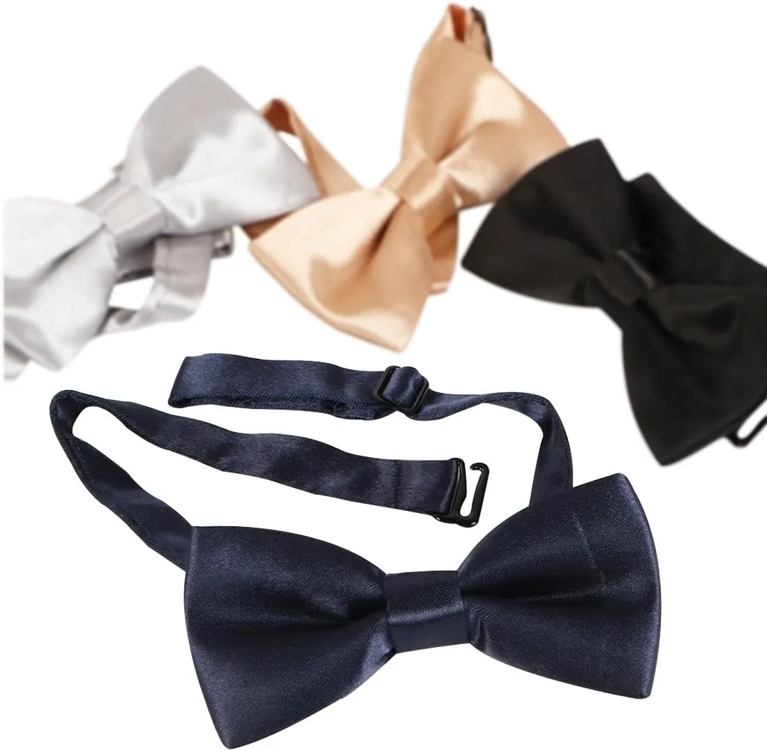 kilofly 4 Sets Boys Pre-tied Adjustable Neck Bow Ties   Elastic Suspenders Pack