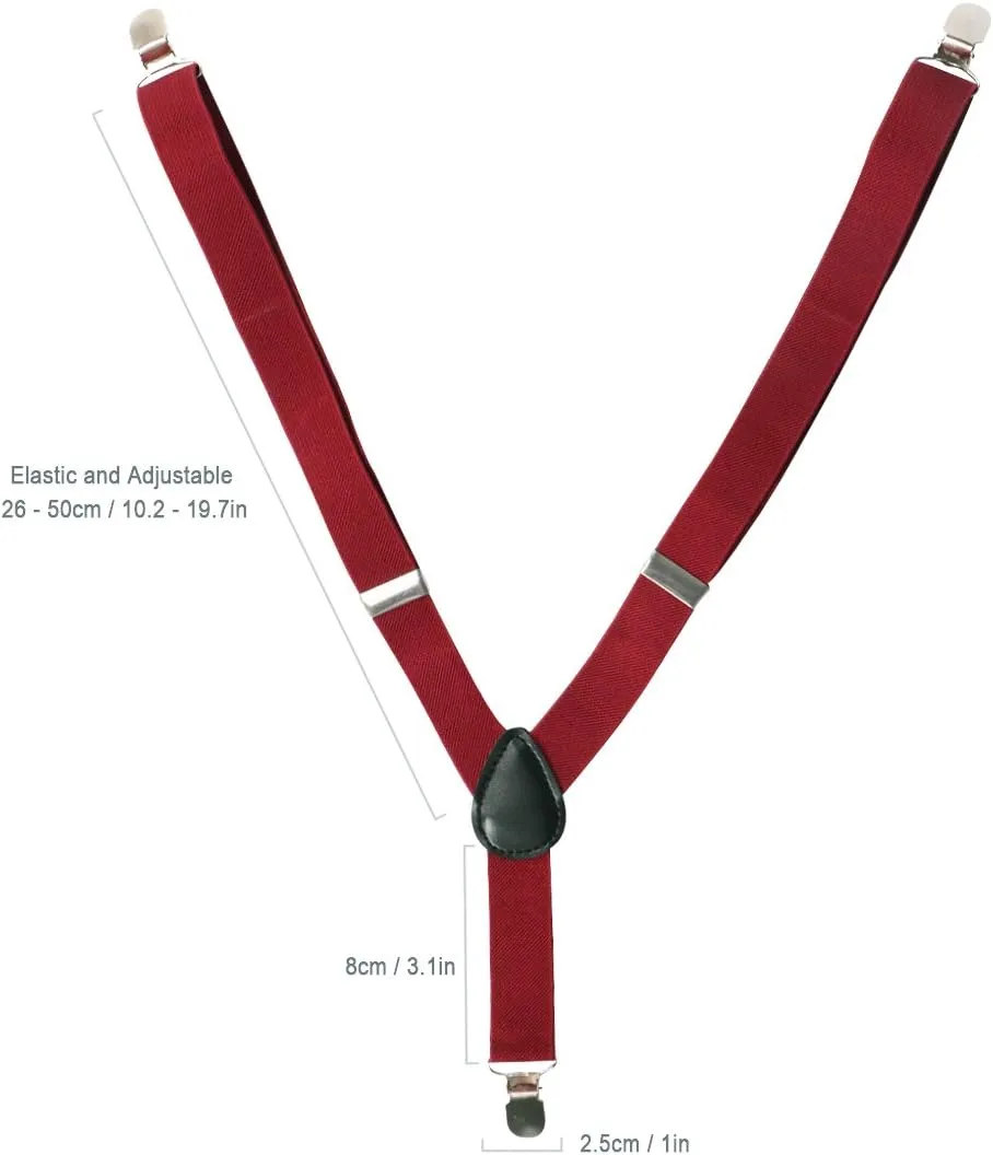 kilofly 4 Sets Boys Pre-tied Adjustable Neck Bow Ties   Elastic Suspenders Pack