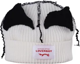 Knitted Beanie Hat - Cute Rabbit Long Ears Fun Fluffy Winter Warm Hat - White