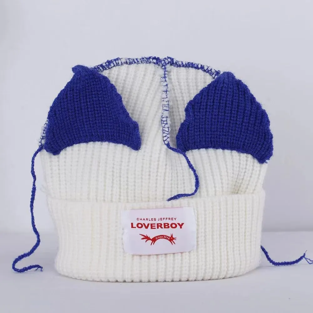 Knitted Beanie Hat - Cute Rabbit Long Ears Fun Fluffy Winter Warm Hat - White