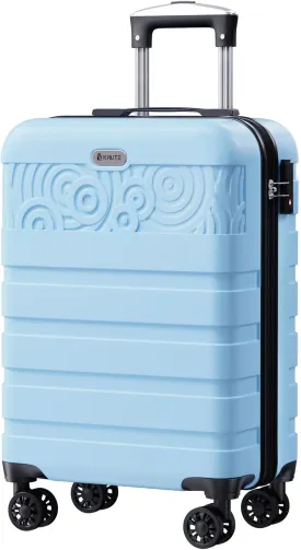 Krute Carry On Luggage 22x14x9 Airline Approved Hard Shell Luggage with Spinner Wheels, 20 Inch PC&ABS TSA Lock kids suitcase??LightBlue??