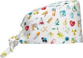 Medical and Health Care Working Caps with Sweatband Adjustable Tie Back Hat Headgear Beanie