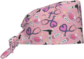Medical and Health Care Working Caps with Sweatband Adjustable Tie Back Hat Headgear Beanie