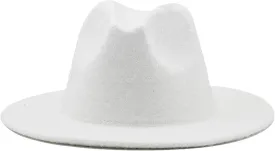 Men Wide Brim Wool Fedora Hat Classic Cowboy Hat Wedding Church Jazz Hats for Women