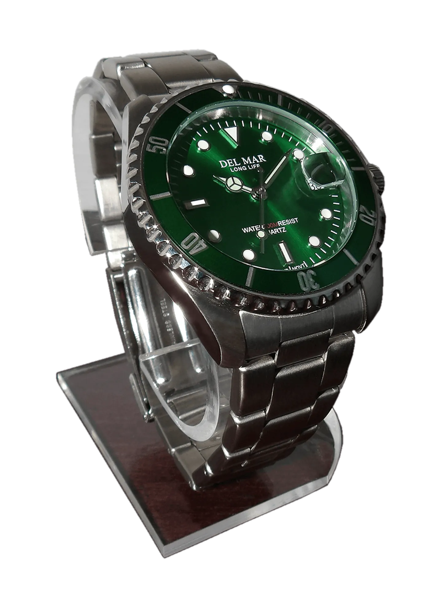 Men's Long Life Classic Coronado Green Face & Bezel SS Watch #50375