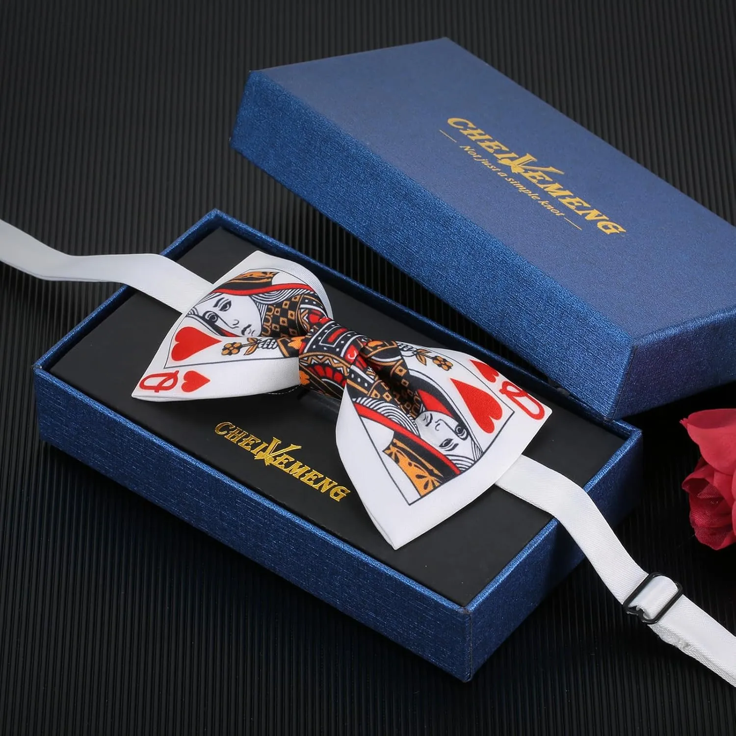 Men's Poker Bow Tie Satin Silk Pre-tied Solid Bow Ties for Men with Gift Box