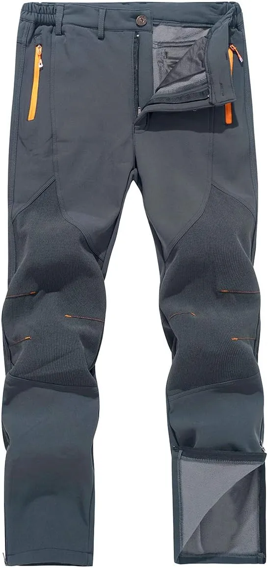 Men's Warm Ski Hiking Pants Softshell Fleece Lined Winter Outdoor Windproof Waterproof Trousers