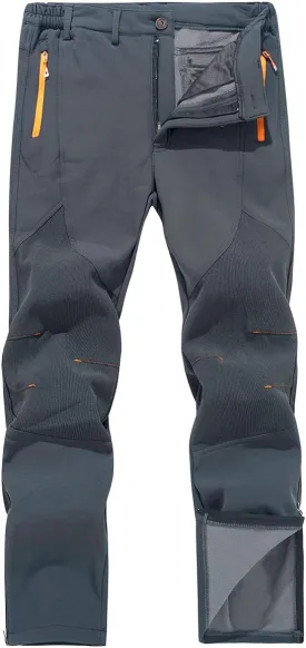 Men's Warm Ski Hiking Pants Softshell Fleece Lined Winter Outdoor Windproof Waterproof Trousers