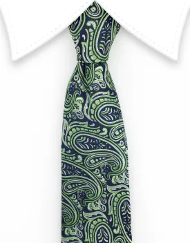 Navy and Green Paisley Tie