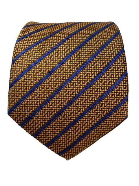 Orange Copper and Navy Blue Striped Men's Tie