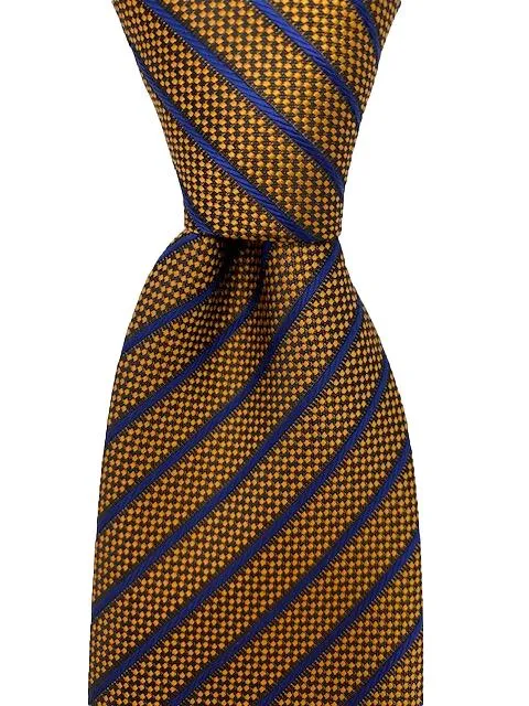 Orange Copper and Navy Blue Striped Men's Tie