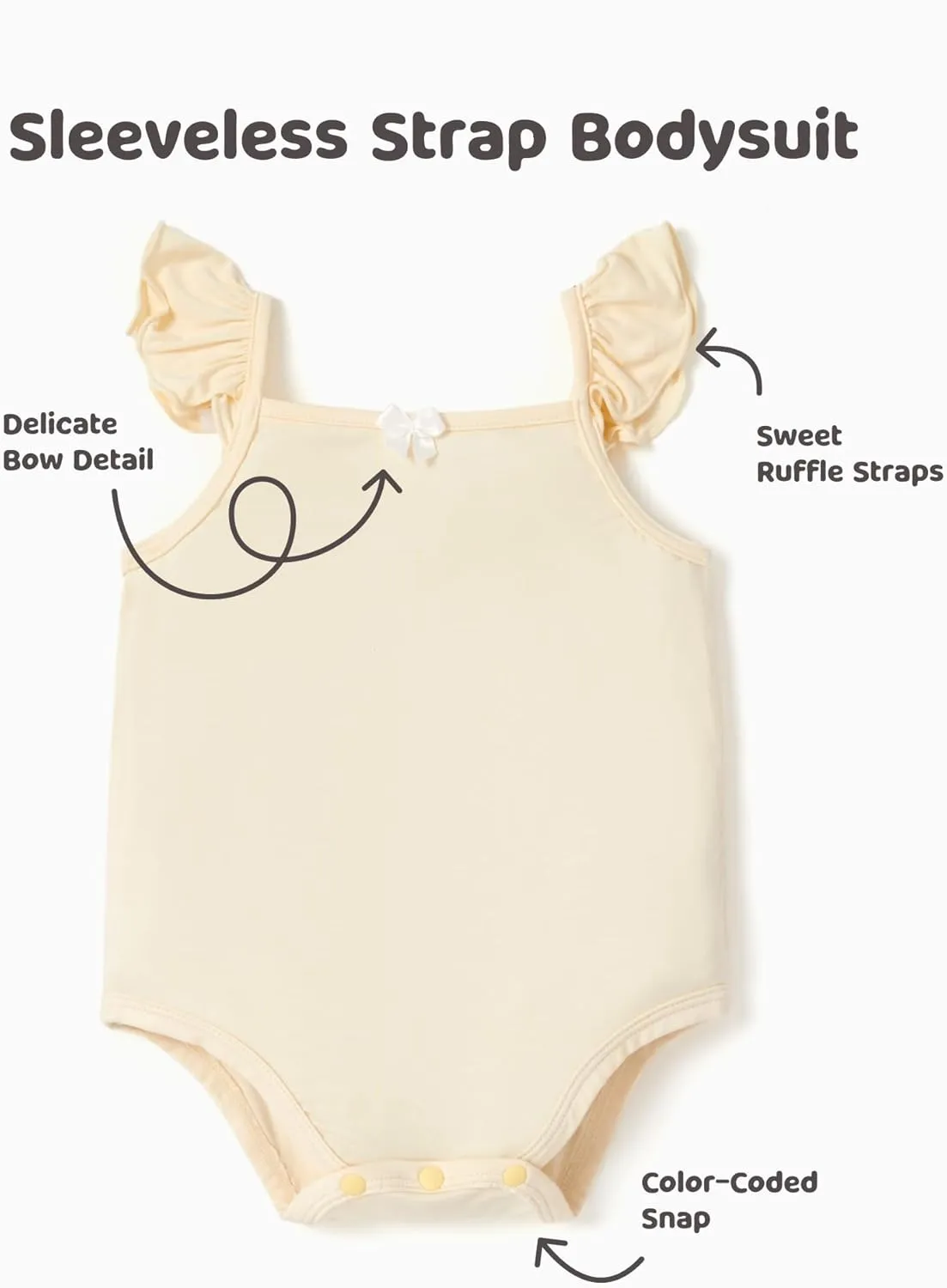 PATPAT Baby Girl Bodysuits - Soft Bamboo Viscose - Flutter Sleeves Cute Dress - Newborn Infant Summer Clothes - 3 Pack