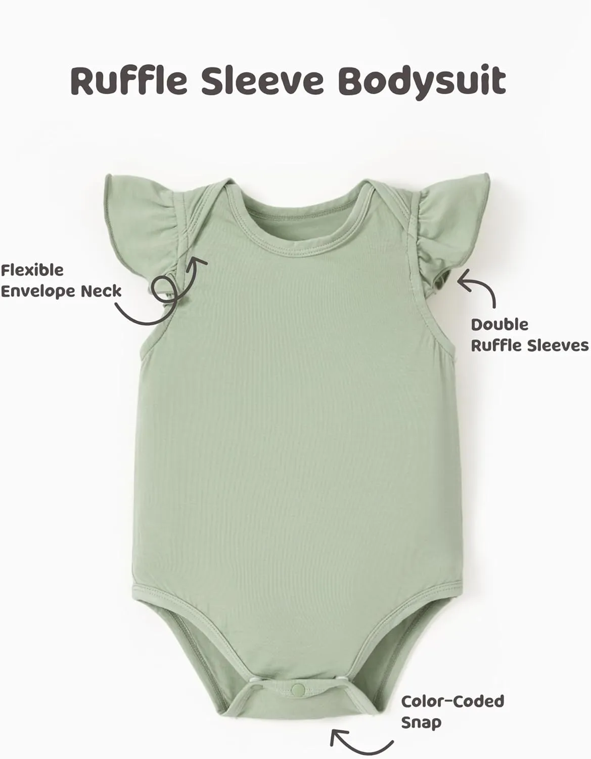 PATPAT Baby Girl Bodysuits - Soft Bamboo Viscose - Flutter Sleeves Cute Dress - Newborn Infant Summer Clothes - 3 Pack