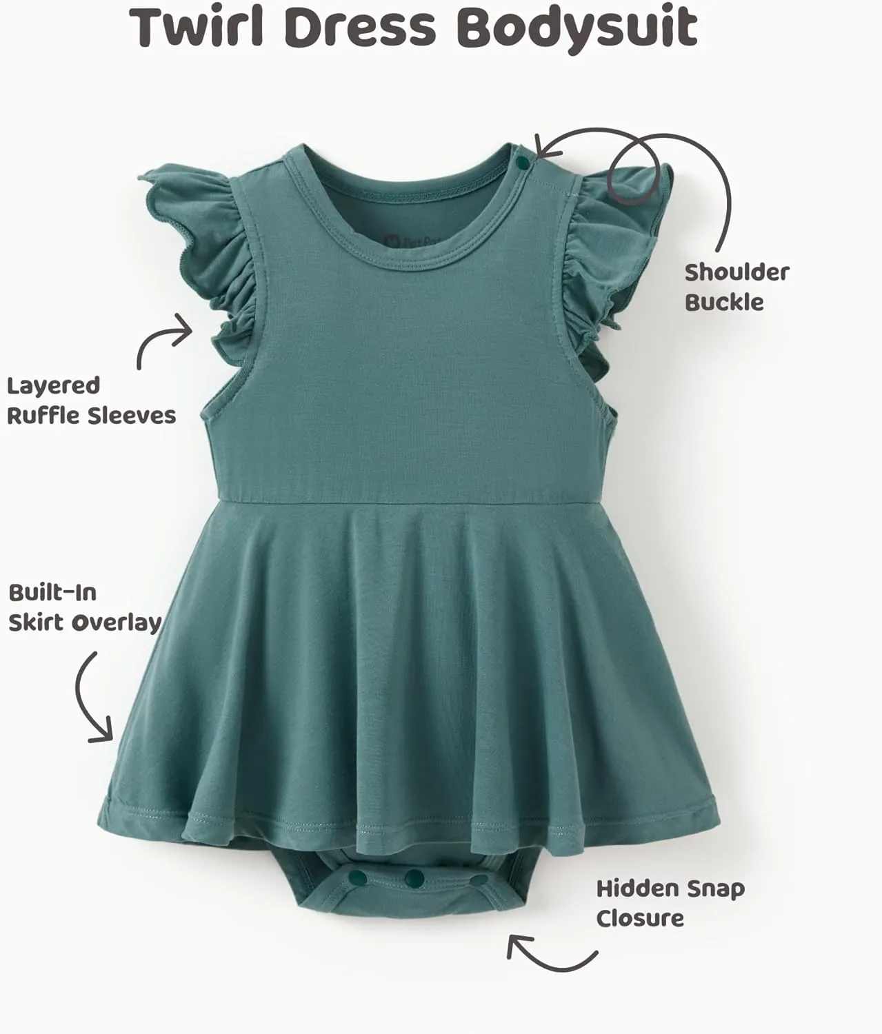 PATPAT Baby Girl Bodysuits - Soft Bamboo Viscose - Flutter Sleeves Cute Dress - Newborn Infant Summer Clothes - 3 Pack