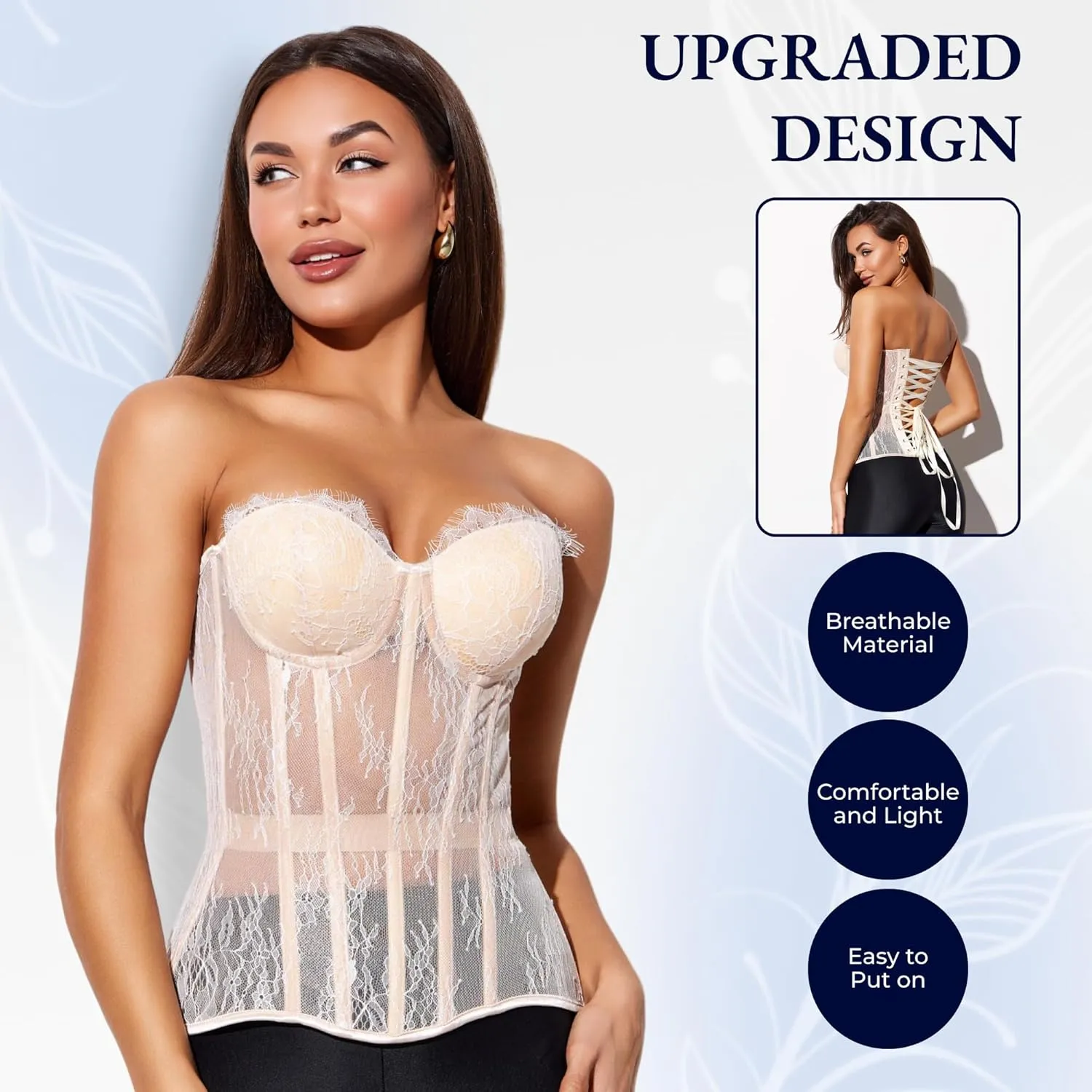 Perfect Corset NYC OVERBUST Mesh Corset Top Lace up with 15 Steel Boned