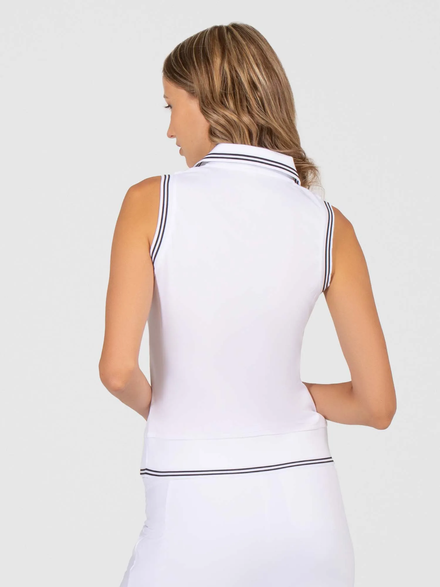 Phoebe Sleeveless Polo - White/Black