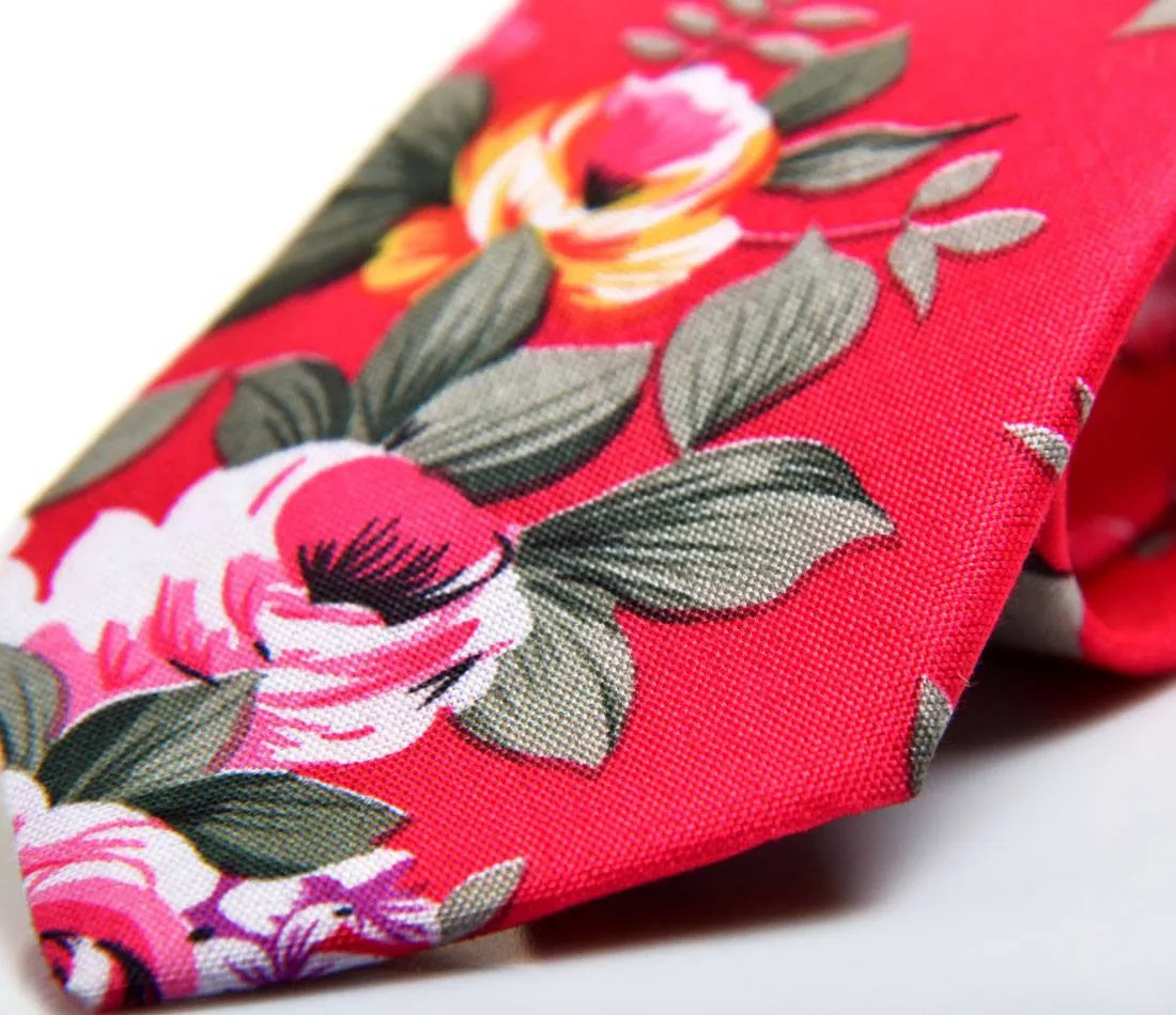 Rich Pink Floral Neck Tie