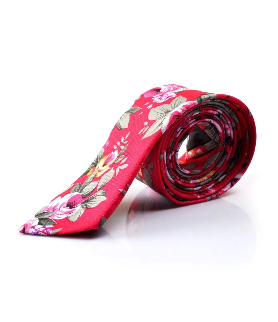 Rich Pink Floral Neck Tie