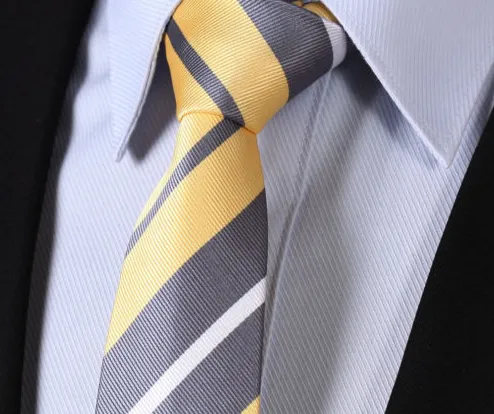 Skinny Yellow & Silver Striped Tie