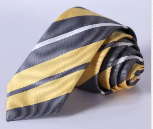 Skinny Yellow & Silver Striped Tie