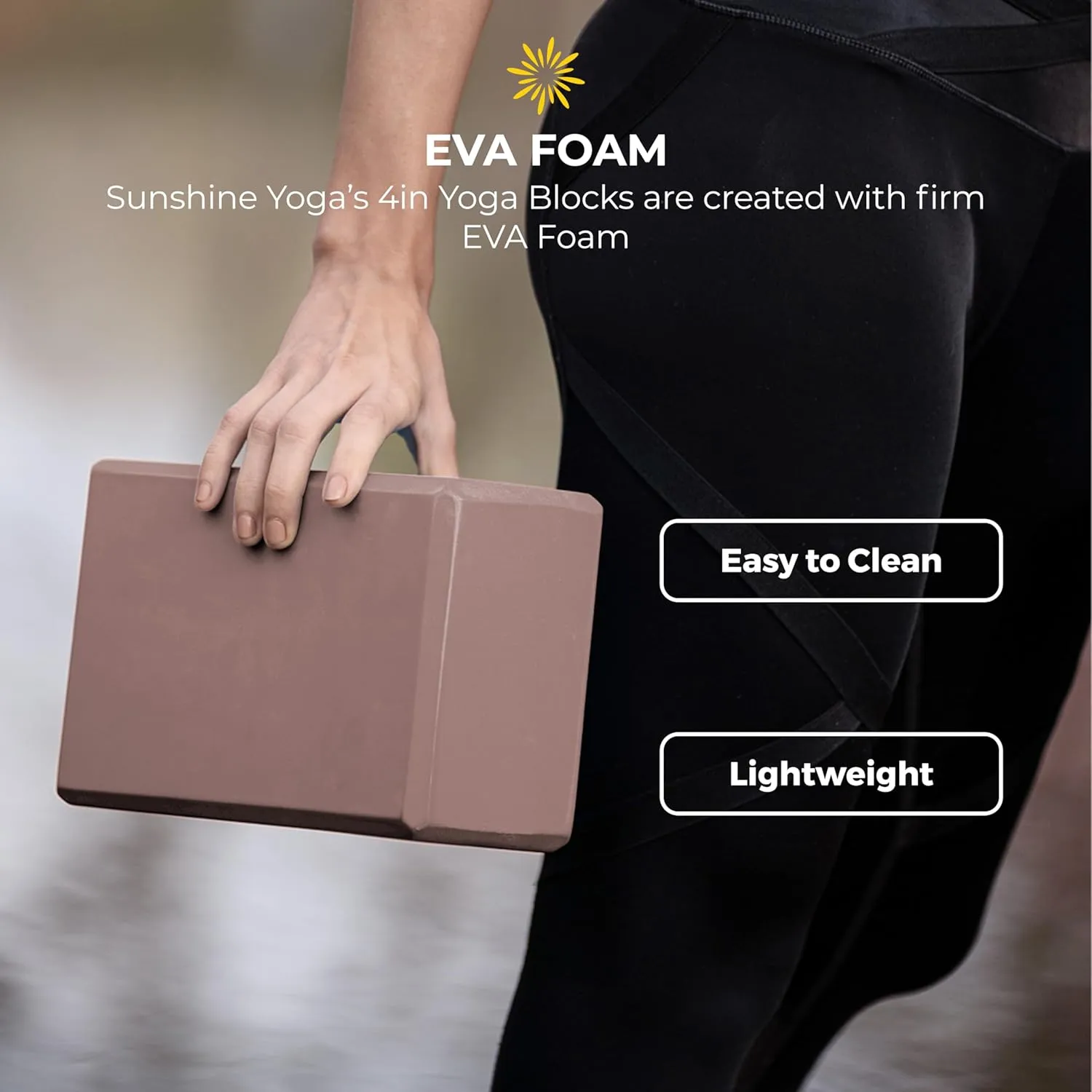 Sunshine Yoga 4" Yoga Block, 10 Pack Bulk EVA Foam Yoga Blocks, Firm and Supportive Yoga Brick, Balance Foam for Stretching, Pilates, and Workout, 4" x 6" x 9"