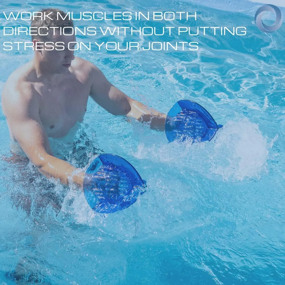Total Body Pool Weights for Water Exercise Bundle, Polycarbonate Upper Body Bells & Padded Lower Body Fins, Aqua Therapy, Pool Exercise, Water Aerobics, Color Indicate Resistance Level