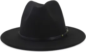 Two Hats for Men Fedora Red Hat Wide Tone Wool Panama Bottom Jazz Women Casual Hat Baseball Caps Hats (Black, One Size)