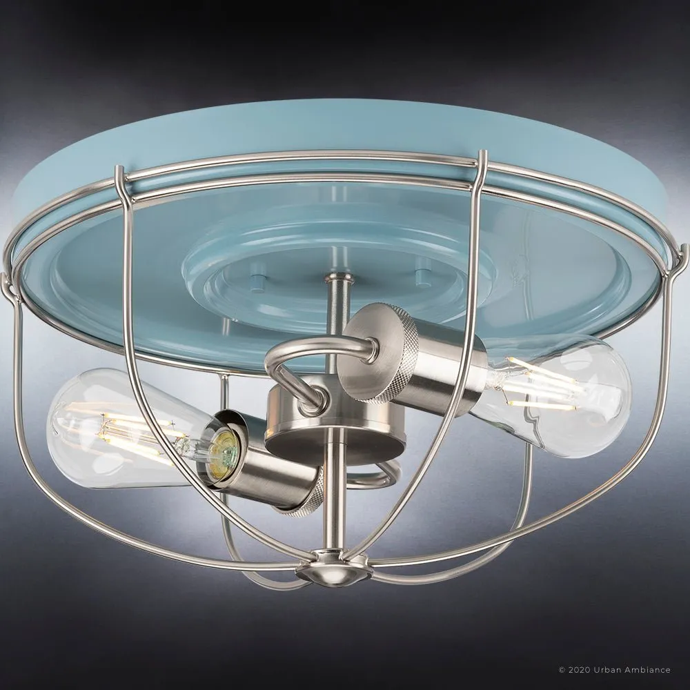 UHP1431 Farmhouse Outdoor Ceiling Light 7.875''H x 14.5''W, Gray Blue Finish, Kenner Collection