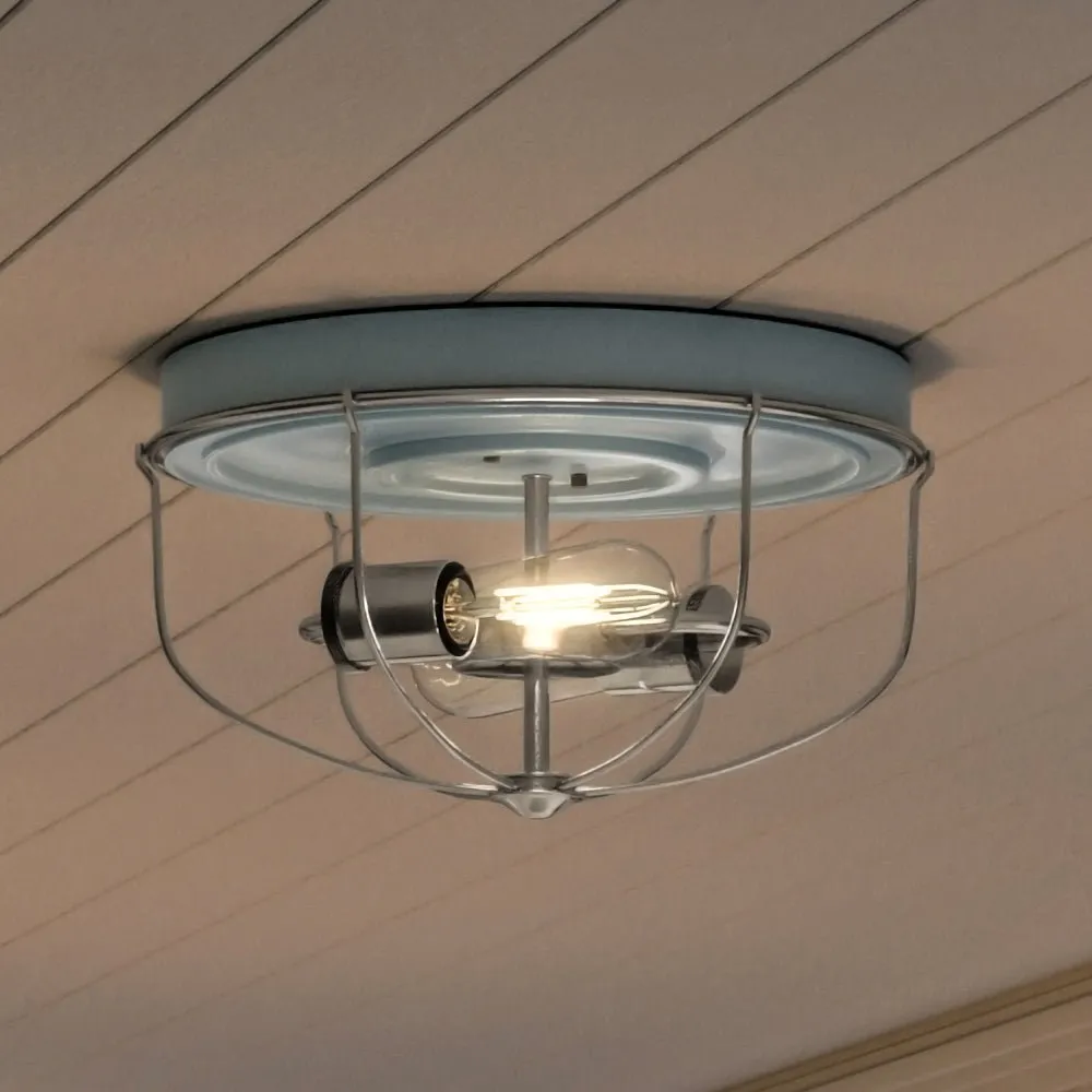 UHP1431 Farmhouse Outdoor Ceiling Light 7.875''H x 14.5''W, Gray Blue Finish, Kenner Collection