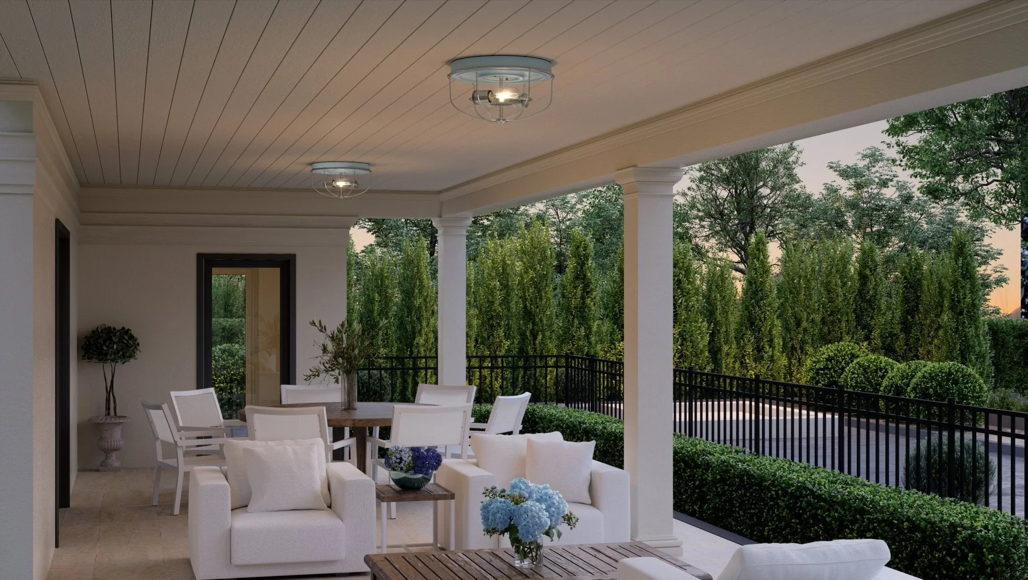 UHP1431 Farmhouse Outdoor Ceiling Light 7.875''H x 14.5''W, Gray Blue Finish, Kenner Collection