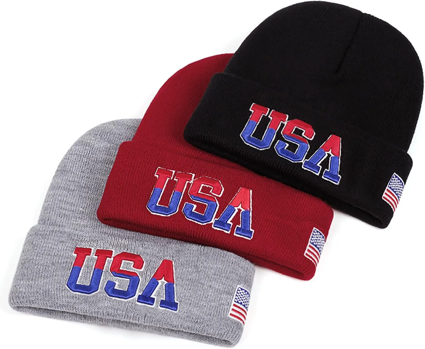 UMiCHOi USA Beanie Hats for Adults Men Women Black Gray Burgundy Hat Beanie Cap for Teens Youth