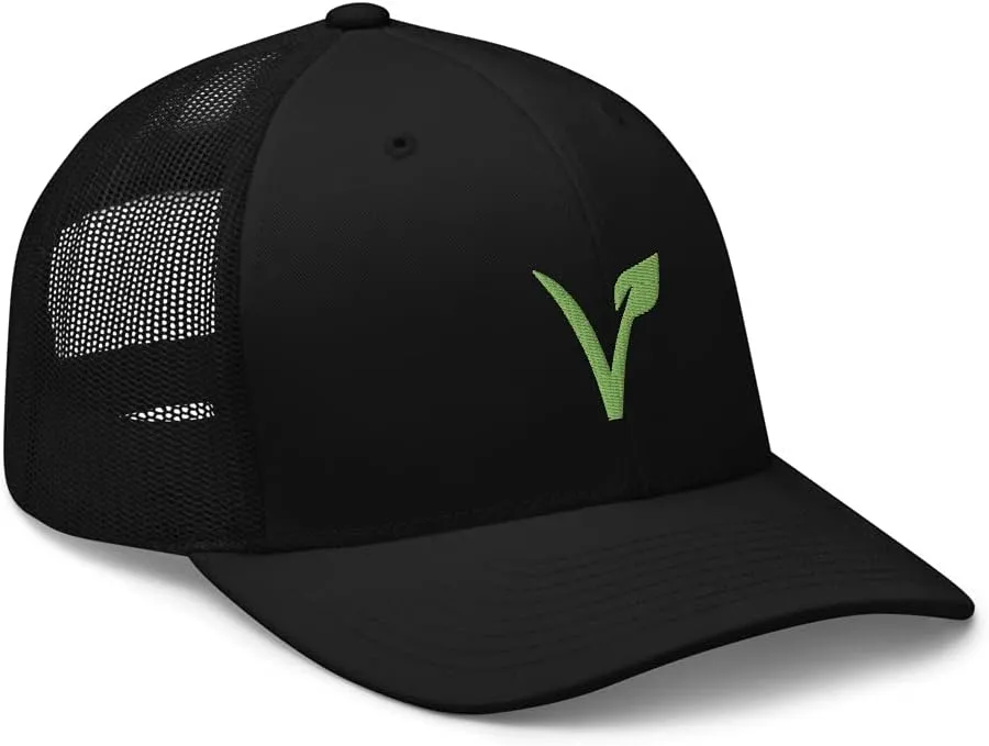 V for Vegan Veganism Embroidered Trucker Hat Cap Clothing Gift