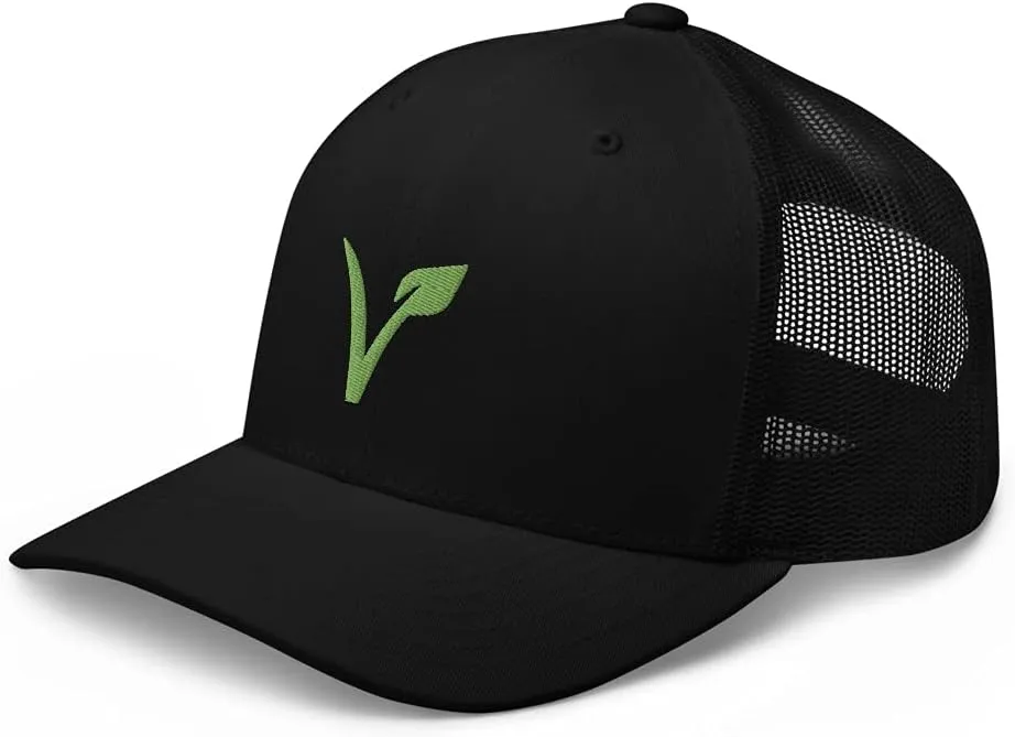 V for Vegan Veganism Embroidered Trucker Hat Cap Clothing Gift