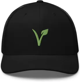 V for Vegan Veganism Embroidered Trucker Hat Cap Clothing Gift