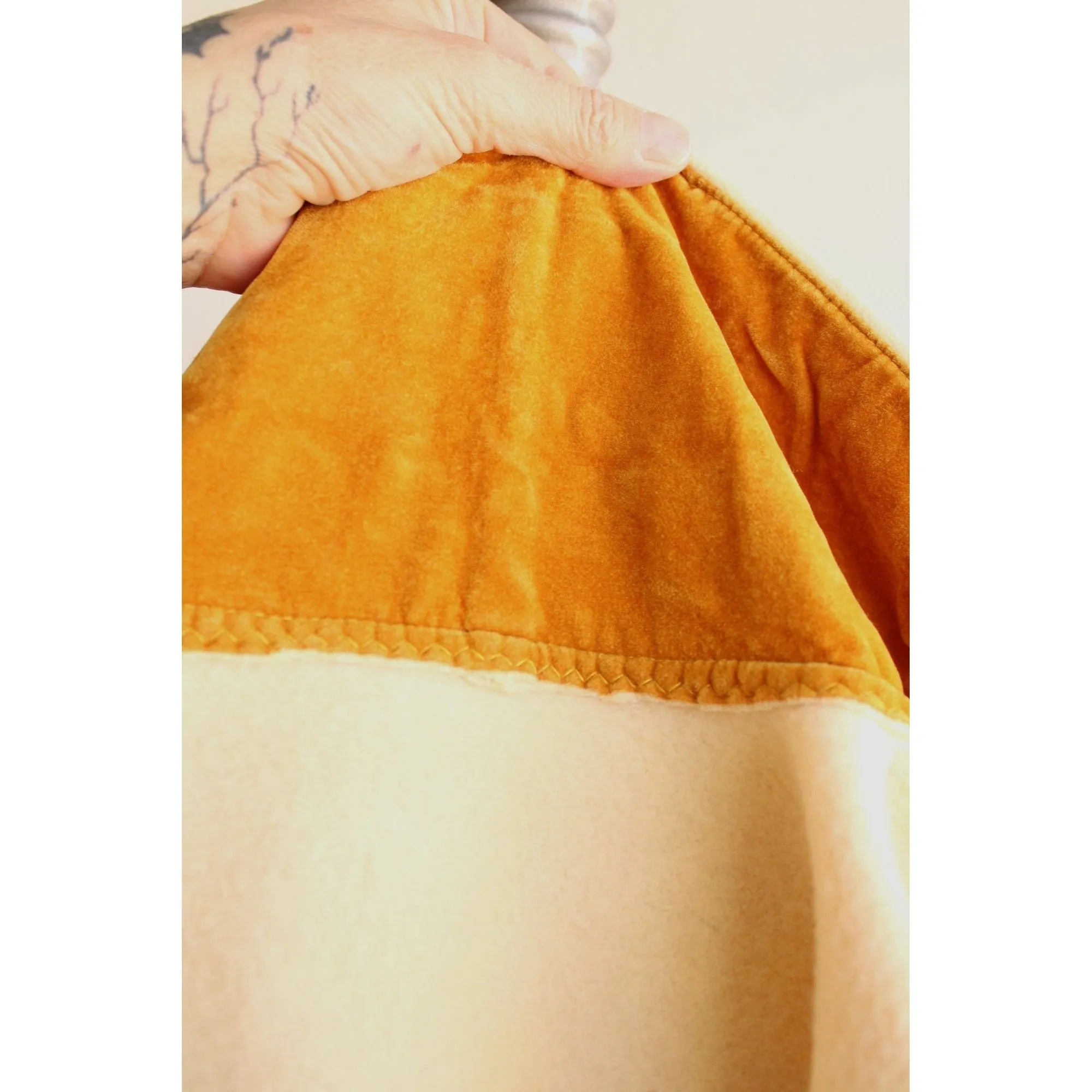 Vintage 1960s Yellow Felted Wool Embroidered Poncho