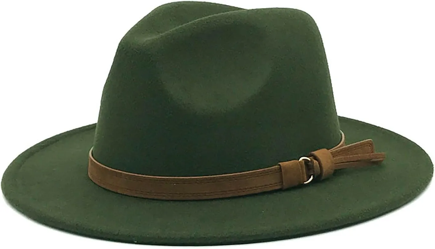 Windfall Men & Women Vintage Wide Brim Fedora Hat with Belt Buckle 1920 Womens Christmas Hat Cloche Hat