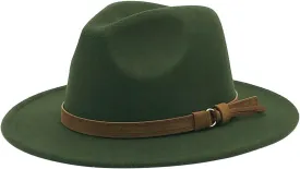 Windfall Men & Women Vintage Wide Brim Fedora Hat with Belt Buckle 1920 Womens Christmas Hat Cloche Hat