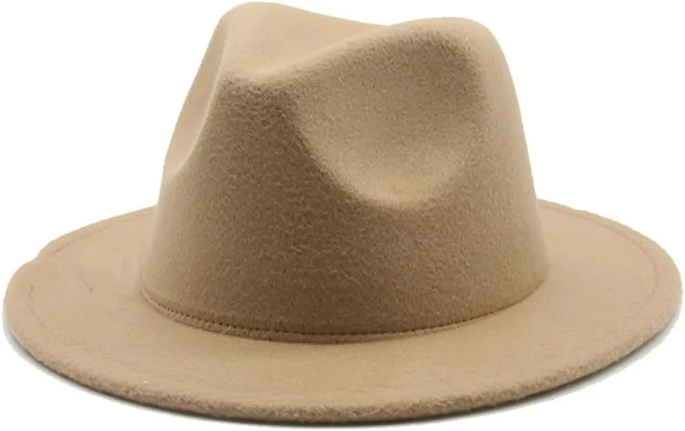 Women Fedora Hat Felted Solid khaki9 Black Dress Formal Panama Hats