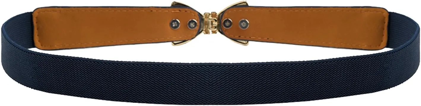Womens 1" Width Bow Skinny Elastic Waist Belt Stretchy Belt Thin Belt