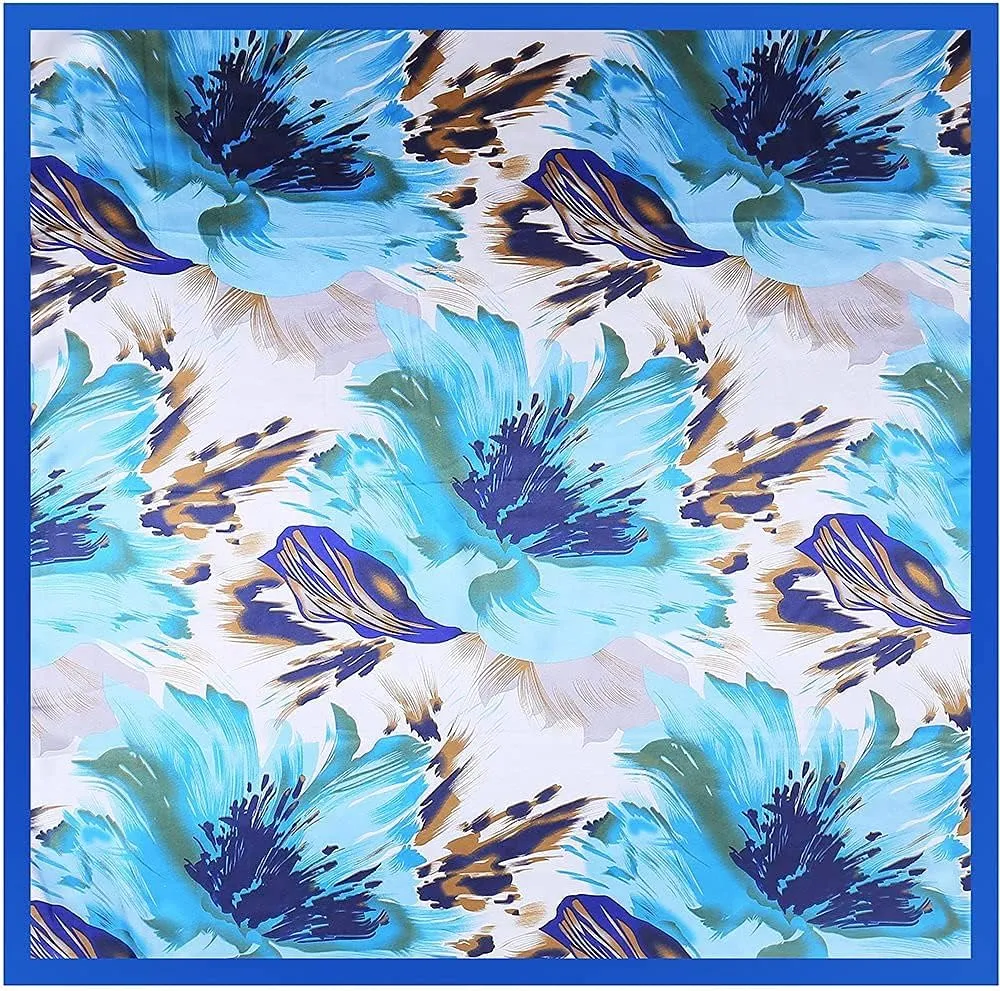 YOUR SMILE Polyester Scarf Womens Fashion Pattern Large Square Satin Headscarf 35''x35''