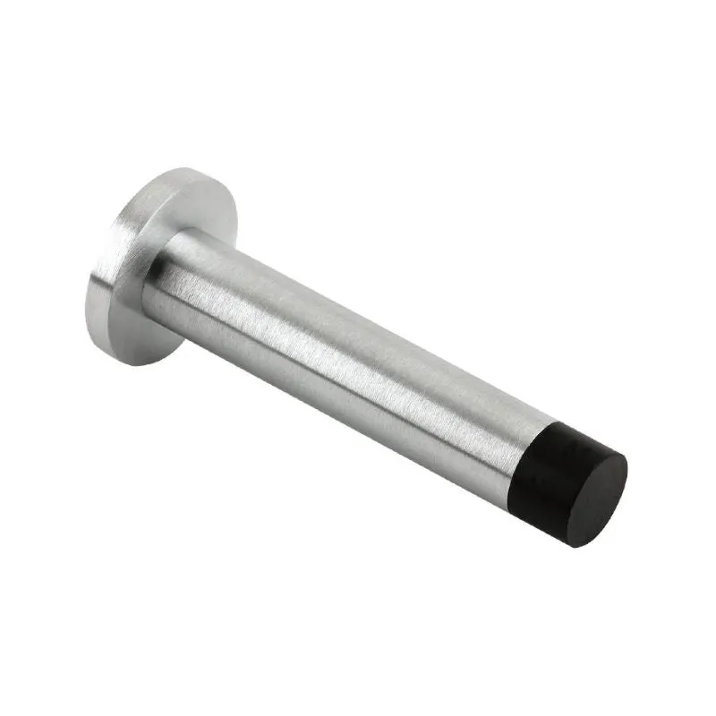 Zoo Door Stop - Cylinder c/w Rose 80mm-Satin Chrome