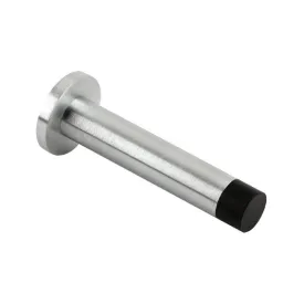 Zoo Door Stop - Cylinder c/w Rose 80mm-Satin Chrome